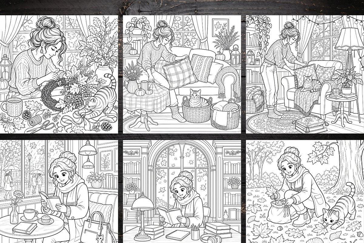 Cozy Fall Coloring Pages Bundle, a Brochure Template by LA Design (Photo 3 of 10)
