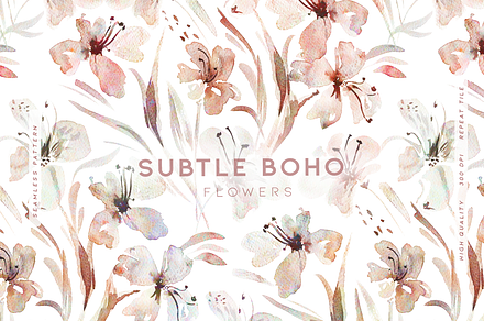Subtle Boho Flowers, a Wallpaper Graphic by MalyskaStudio