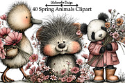 Spring Animals Clipart, an Illustration by Watercolor design (Thumbnail 1 of 6)