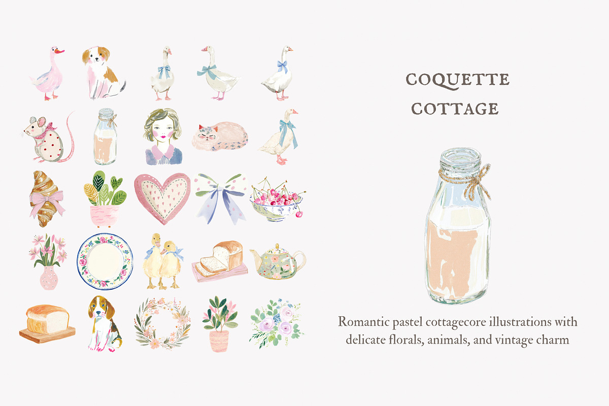 Coquette cottage clipart set, a Decorative Illustration by Patishop Art (Photo 7 of 9)