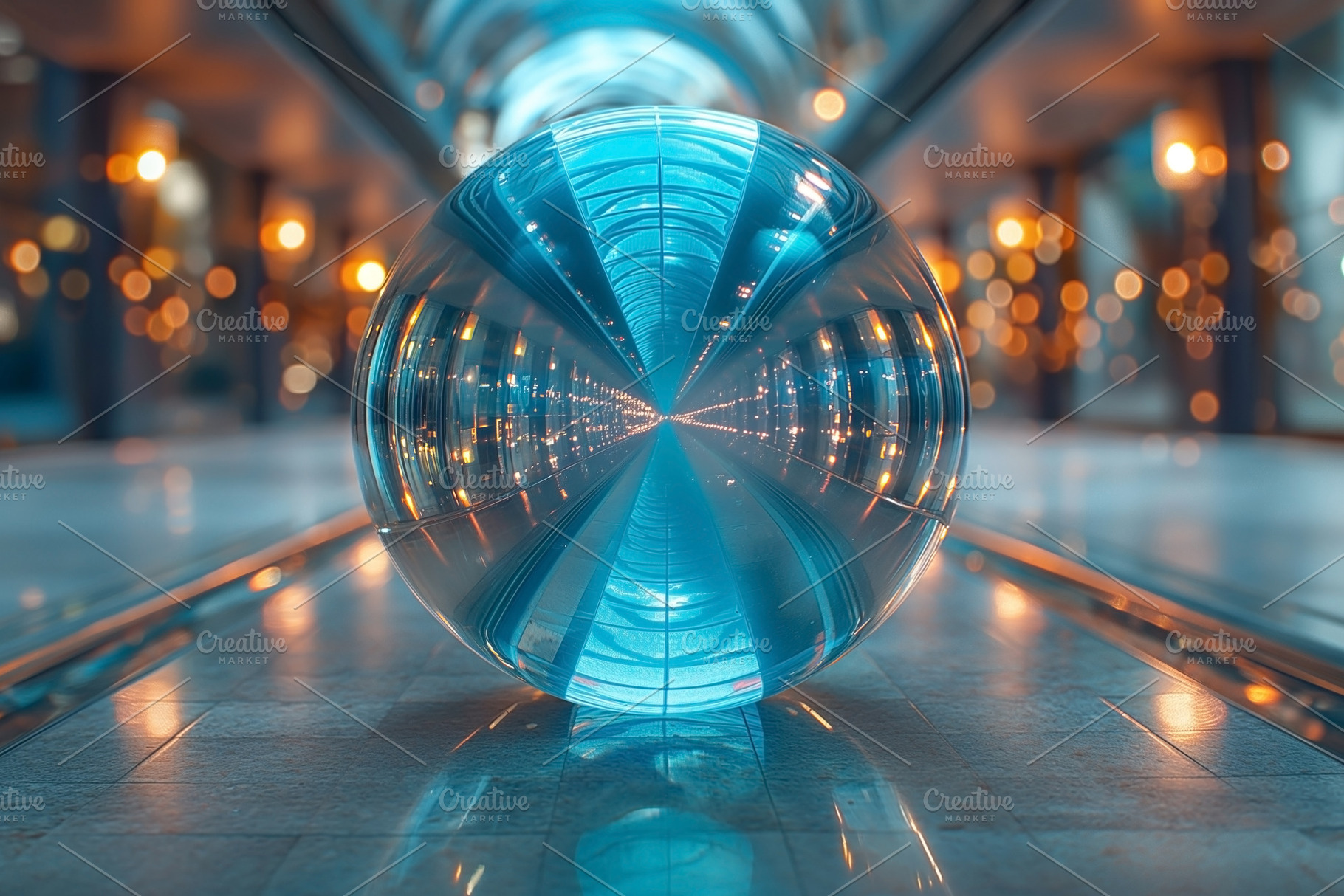 A mesmerizing glass sphere reflecting a beautiful interior with, a Background Photo by ImageMir