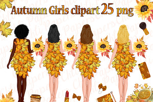 Autumn Girls Clipart, Thanksgiving