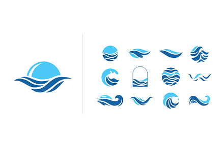 Wave logo vector set. Water icon, an Illustration by Zaie