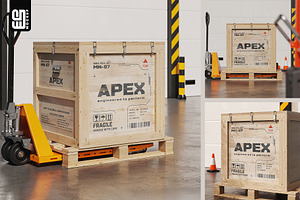 Wooden Shipping Crate Mockup