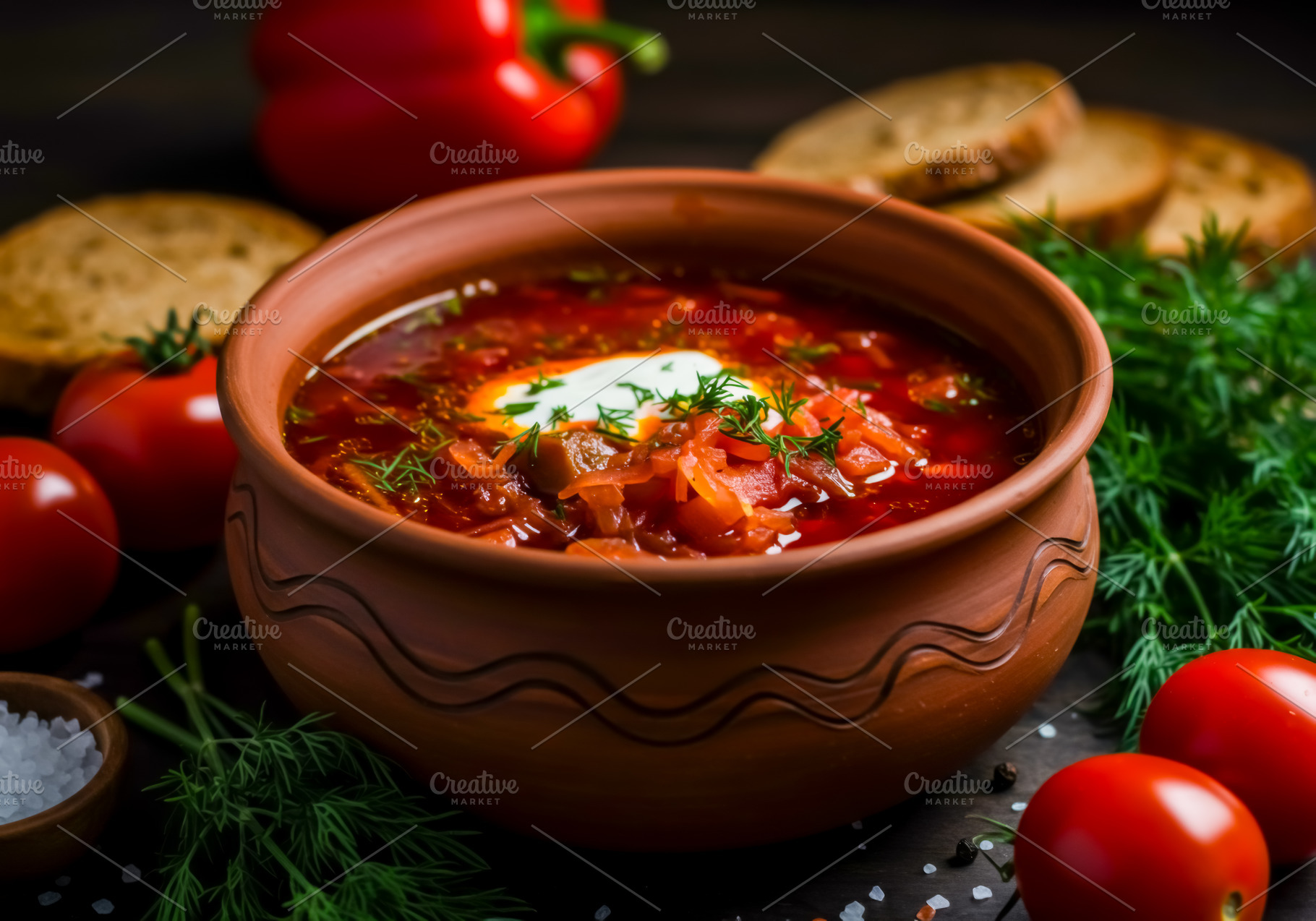 Traditional Ukrainian borscht with s, a Food & Drink Photo by professorinc