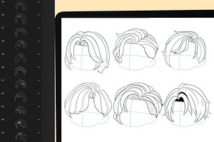 120 Procreate Hair Stamps Brushes