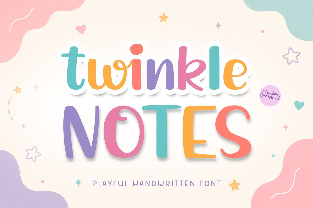 Twinkle Notes – Handwritten Font, a Handwritten Font by AnningArts (Photo 1 of 7)