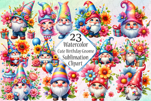 Cute Birthday Gnome Clipart Bundle, an Animal Illustration by SinaCreation
