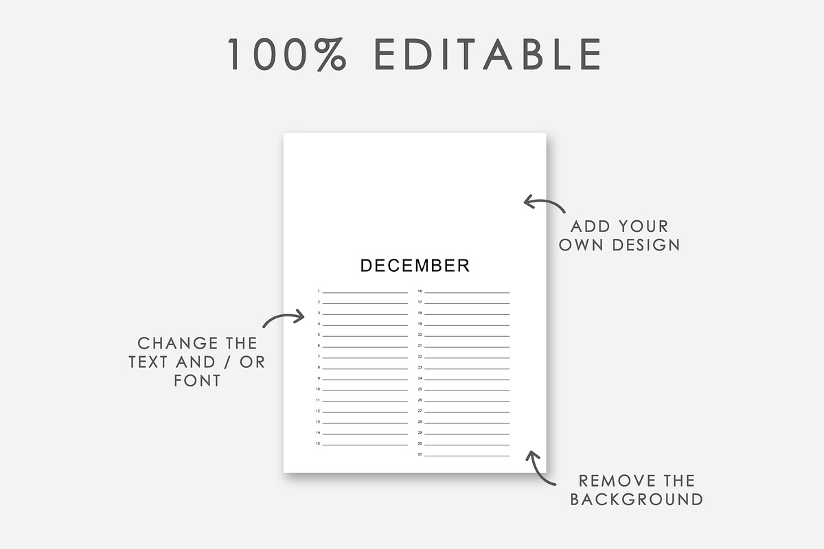 Editable Birthday Calendar Template, a Templates & Theme by DesignStudioTeti (Photo 4 of 7)