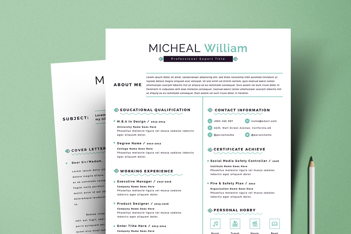 Resume Cv Template Word Apple Pages, a Resume Template by Tbunny (Photo 4 of 5)