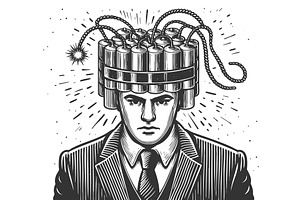 Man with dynamite hat symbolizing, a Person Illustration by AlexArt