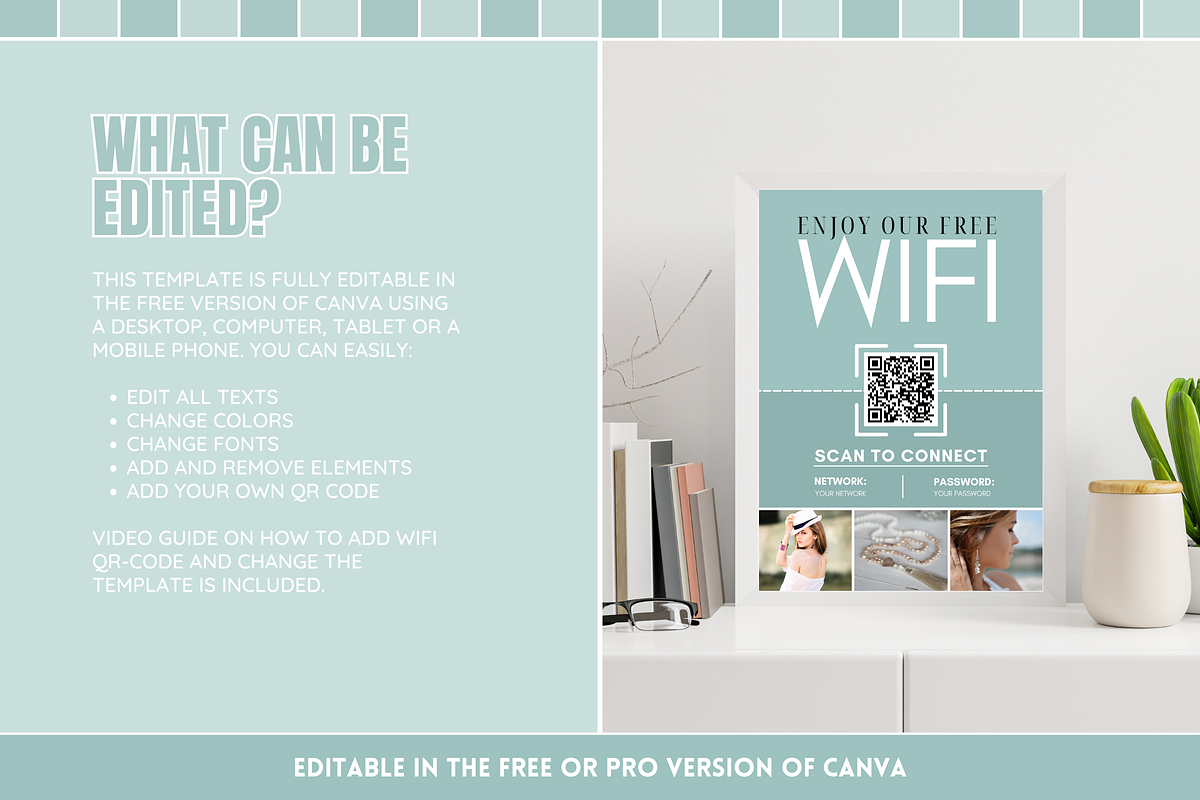 WiFi QR Code Sign - Green, a Marketing Template by SunshineStudioBoutique (Photo 3 of 10)