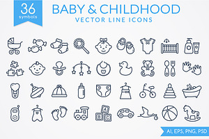 Baby line icons