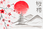 Sakura.  Japanese ink creator, an Illustration by GraphicHouse (Thumbnail 2 of 10)