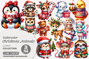 Christmas Cute Animals Clipart PNG, an Illustration by Dream Creation (Thumbnail 1 of 7)