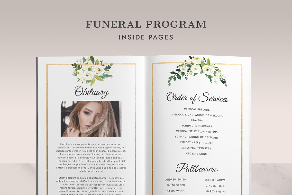 Funeral/ Memorial Card Program FP006, an Invitation Template by Draca Design Co (Photo 3 of 3)