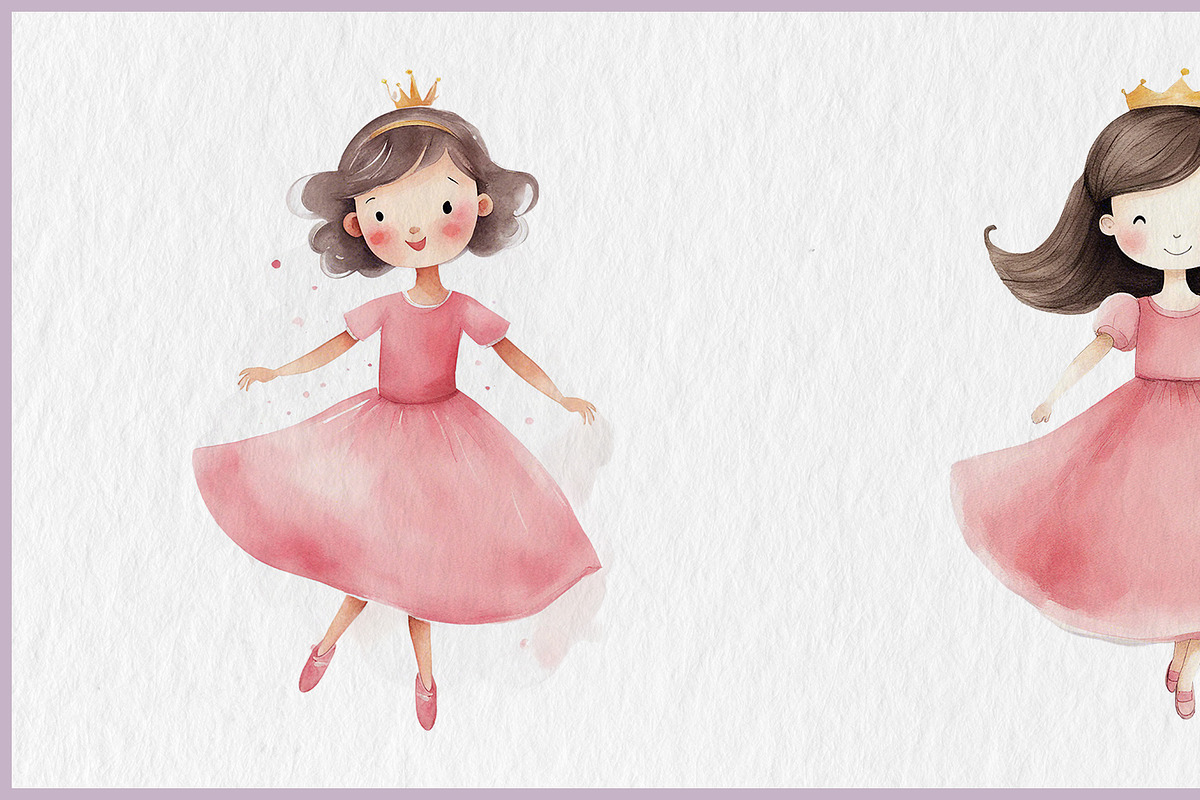 Little Pink Princess Watercolor Art, a Decorative Illustration by Digital Dreamscaping (Photo 7 of 9)