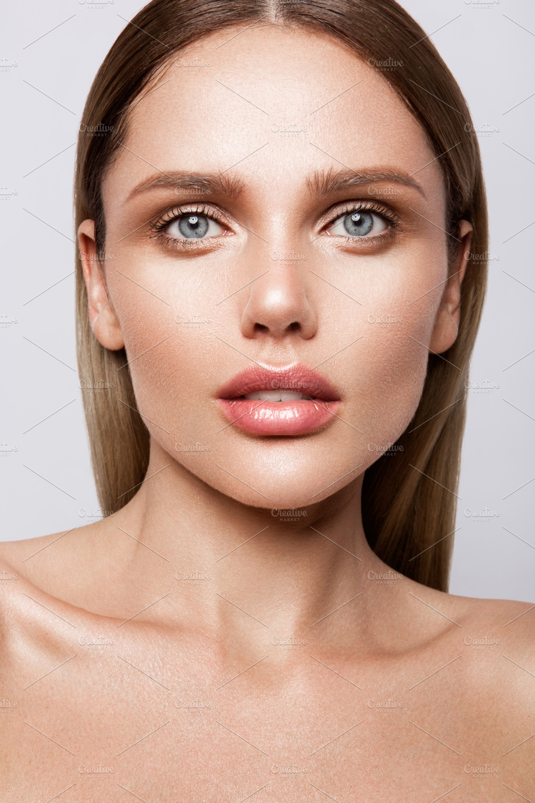 Beauty portrait of model featuring background, woman, and fashion, a Beauty & Fashion Photo by korabkova