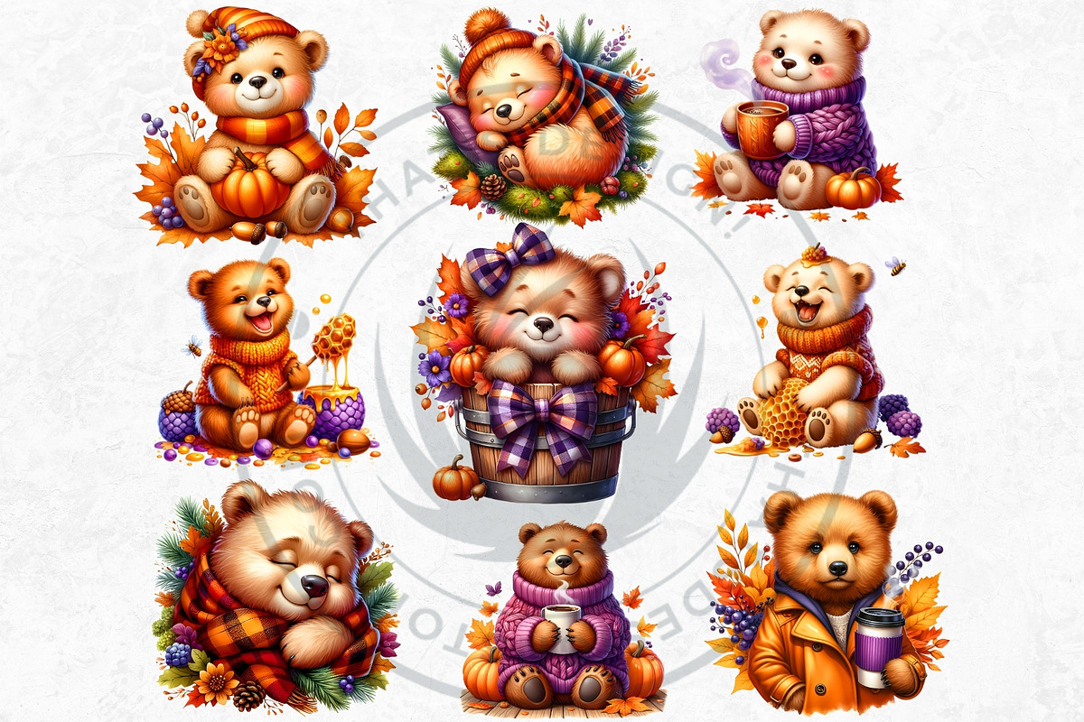 Autumn Cute animals Clipart Set, a Seasonal Illustration by ThatsDesignArt (Photo 4 of 10)