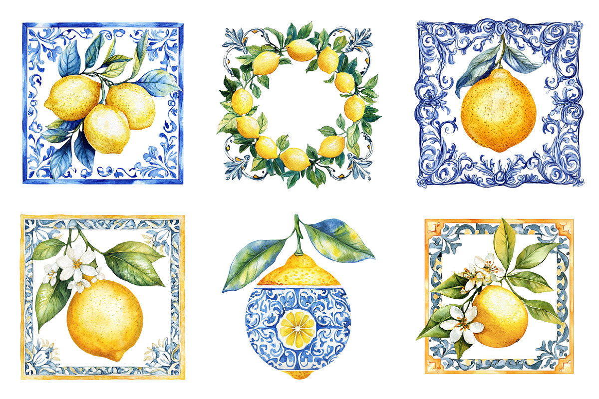 Watercolor Lemons Clipart, an Illustration by SinaCreation (Photo 4 of 5)