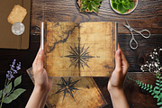 Antique Compass Map Scrapbook Paper, a Background Graphic by V Design Creator (Thumbnail 2 of 10)