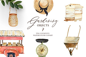 Watercolor Gardening And Farm Object