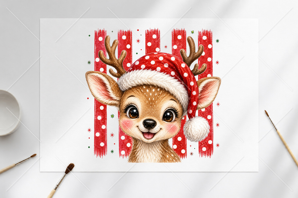 Cute Christmas Reindeer Trendy Dot, a Seasonal Illustration by Canvas Craft (Photo 6 of 6)