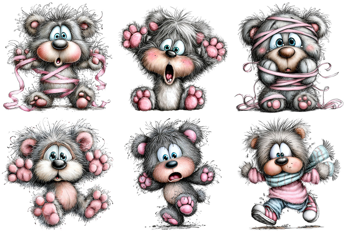 Funny Panic teddy bear Clipart, an Illustration by Craft Nest (Photo 10 of 11)