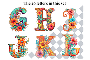 Boho Floral Pastel Alphabet Letters, a Decorative Illustration by Creative Art By SamM (Thumbnail 4 of 10)