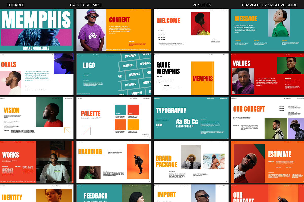 Memphis Brand Guidelines GSL Figma, a Presentation Template by Creative Glide (Photo 8 of 10)