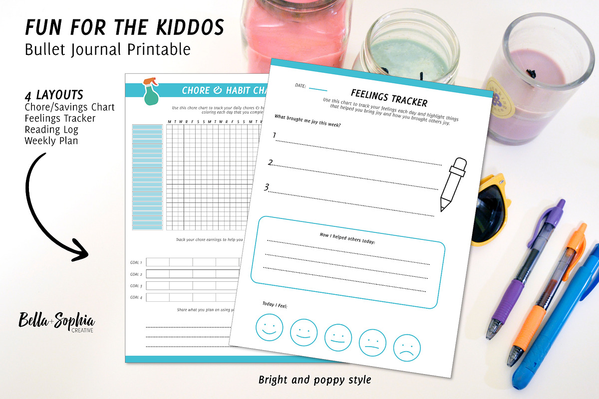 For The Kiddos Printable Bujo Pages, a Stationery Template by Bella+Sophia Creative (Photo 1 of 5)