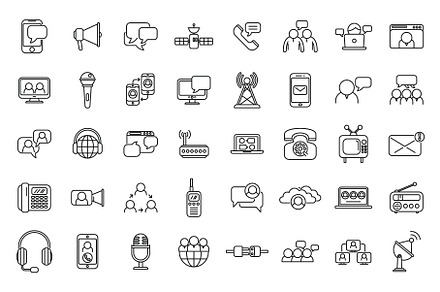 Communication icon outline vector, a Person Illustration by Ylivdesign