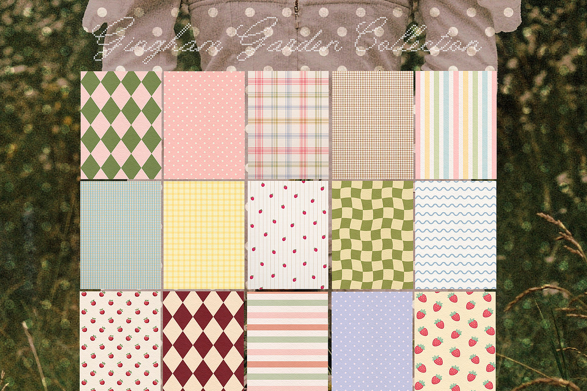 Gingham Garden Print Papers & Frames, a Background Graphic by Lidberia (Photo 9 of 12)