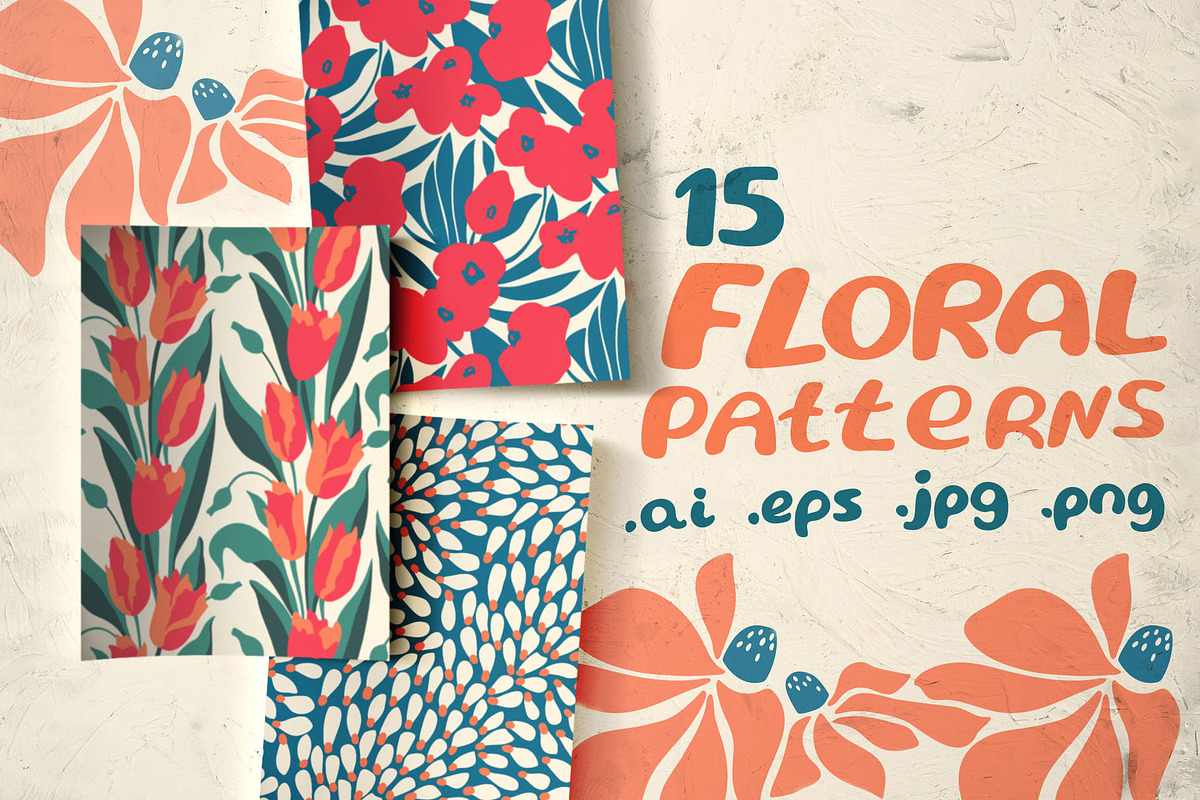 15 floral patterns, a Pattern Graphic by pineart (Photo 1 of 6)