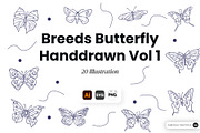 Breeds Butterfly Hand-Drawn Vol. 1, an Animal Illustration by SLAB! Design (Thumbnail 1 of 3)