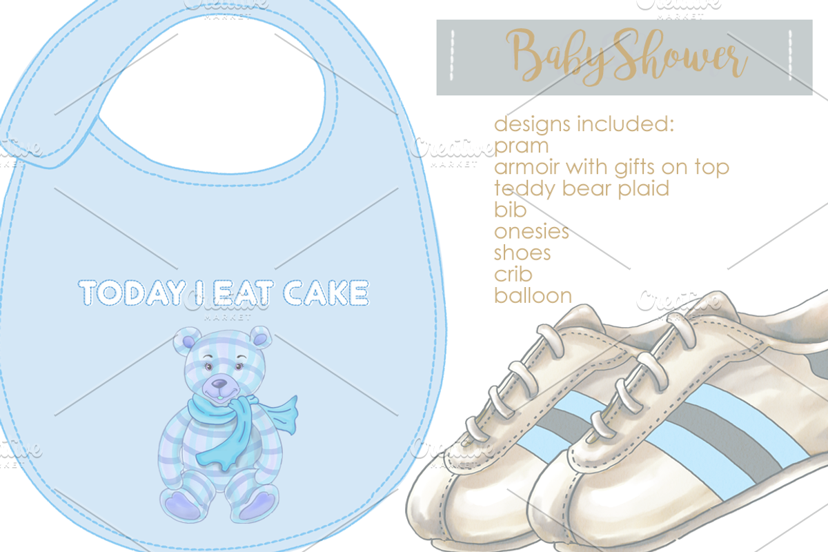 Baby Shower Baby Boy Patterns, an Illustration by Whimseez (Photo 2 of 3)