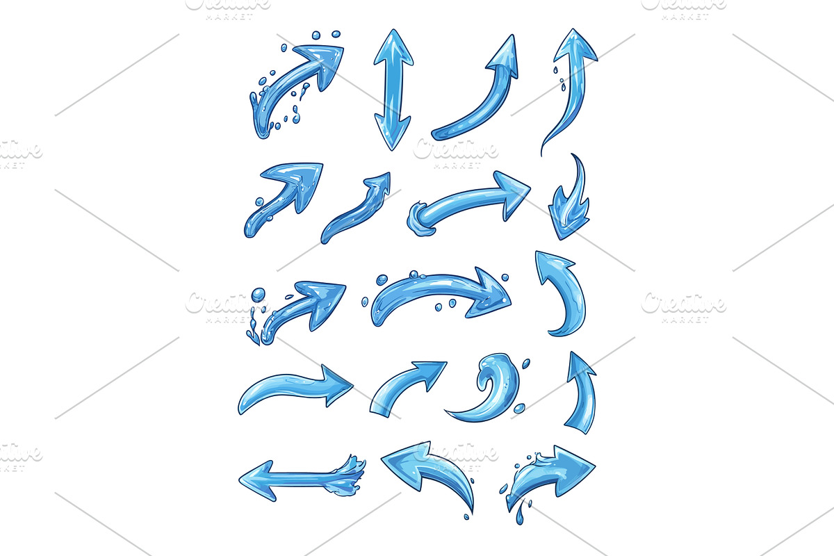 Water markers arrows cartoon vector, an Object Illustration by Valerie Bodnar