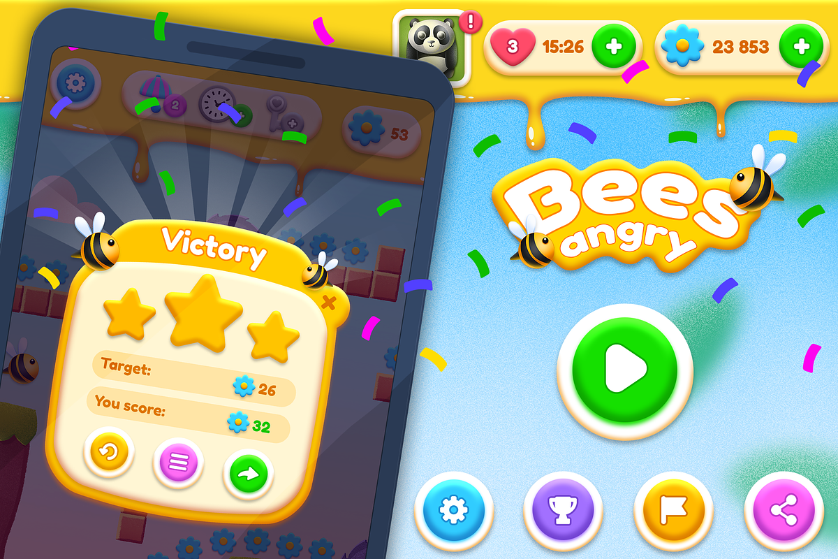 Game UI pack, Bee, an Object Graphic by KartInnka (Photo 1 of 28)