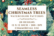 Seamless Watercolor Christmas Trees, a Pattern Graphic by everslide (Thumbnail 1 of 5)