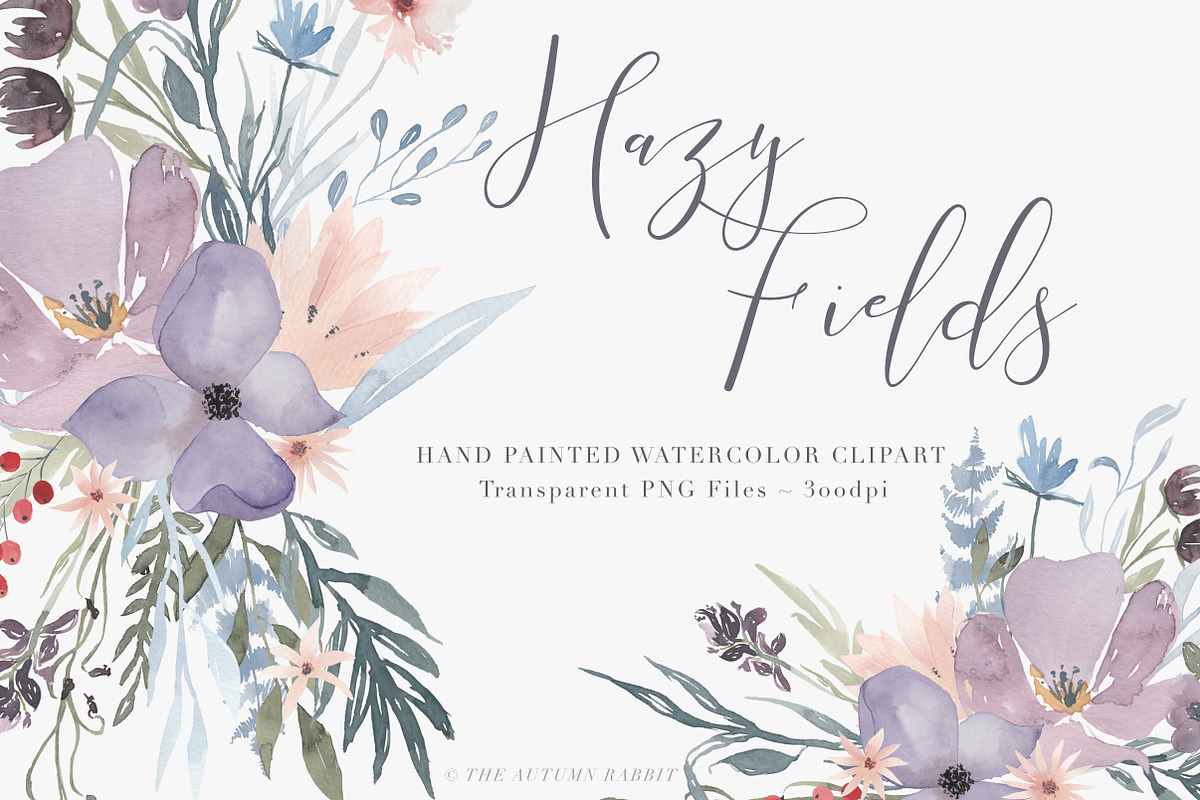 Watercolor Floral Clipart - Hazy, an Illustration by The Autumn Rabbit Ltd (Photo 1 of 3)