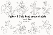Father and his kid hand drawn sketch, an Illustration by PKshop (Thumbnail 3 of 3)