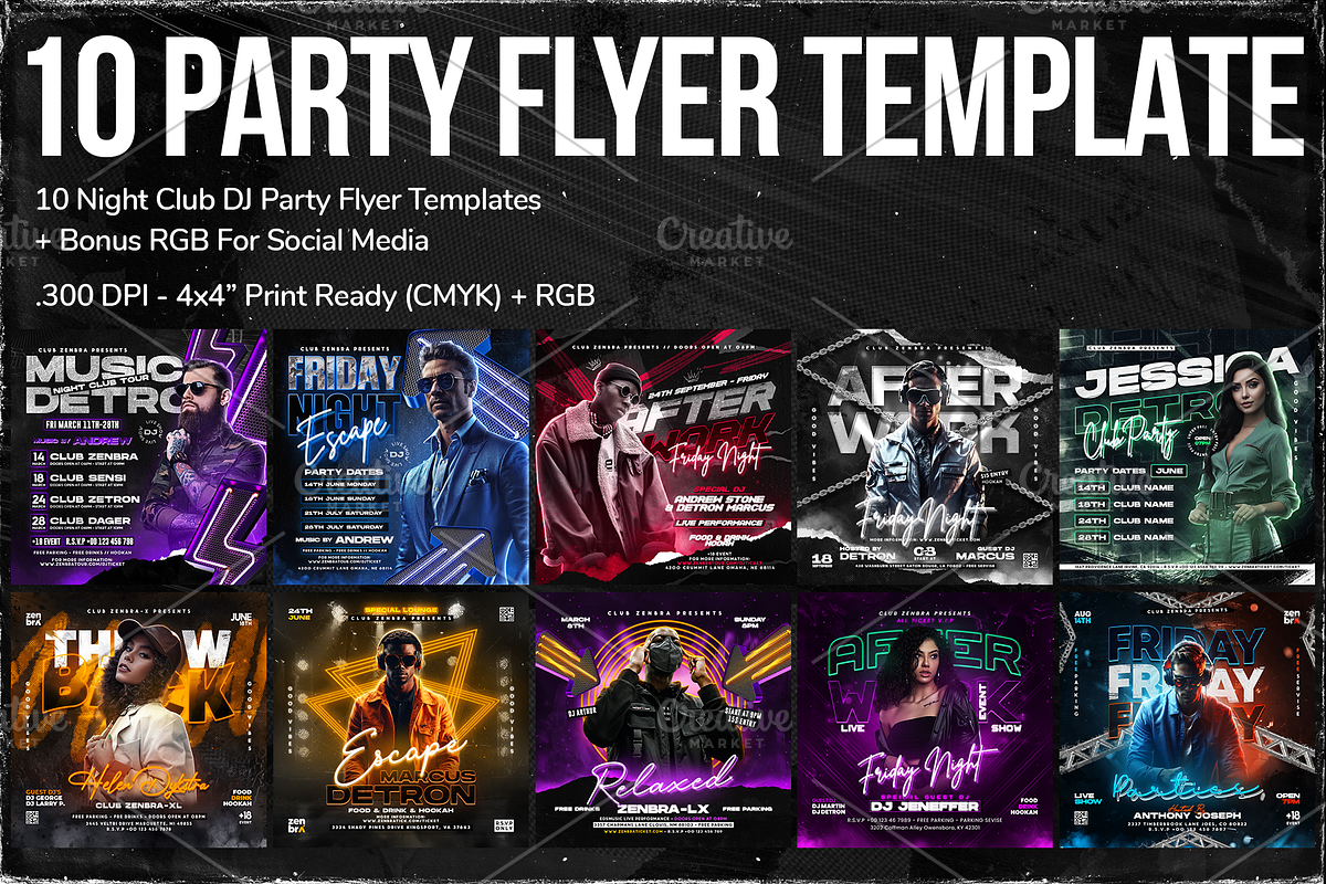 10 DJ Party Flyer Template, a Print Template by OnurDemircan (Photo 1 of 8)