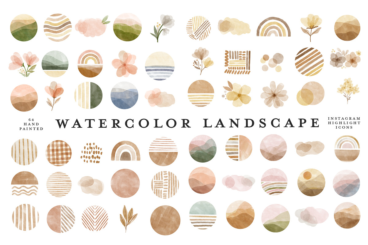 64 Watercolor Instagram Highlight, a Work Illustration by beatriceviyiwi (Photo 1 of 5)