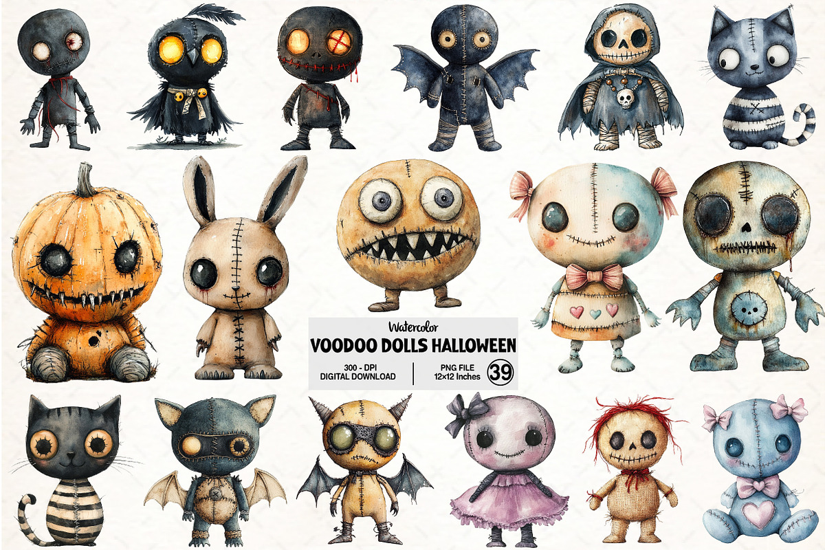Voodoo Dolls Halloween Bundle, an Illustration by Pixels.Craft (Photo 1 of 7)