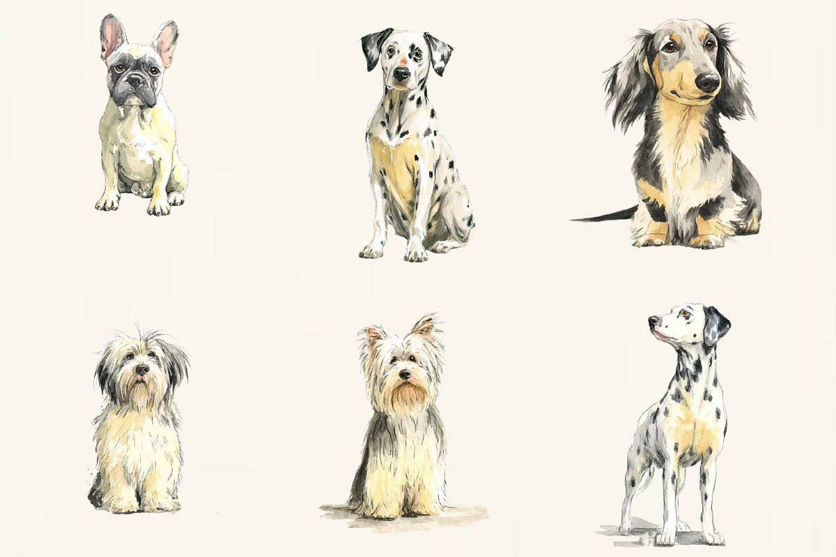 Watercolor Dogs Clipart, an Illustration by DreamCafeArt (Photo 6 of 6)