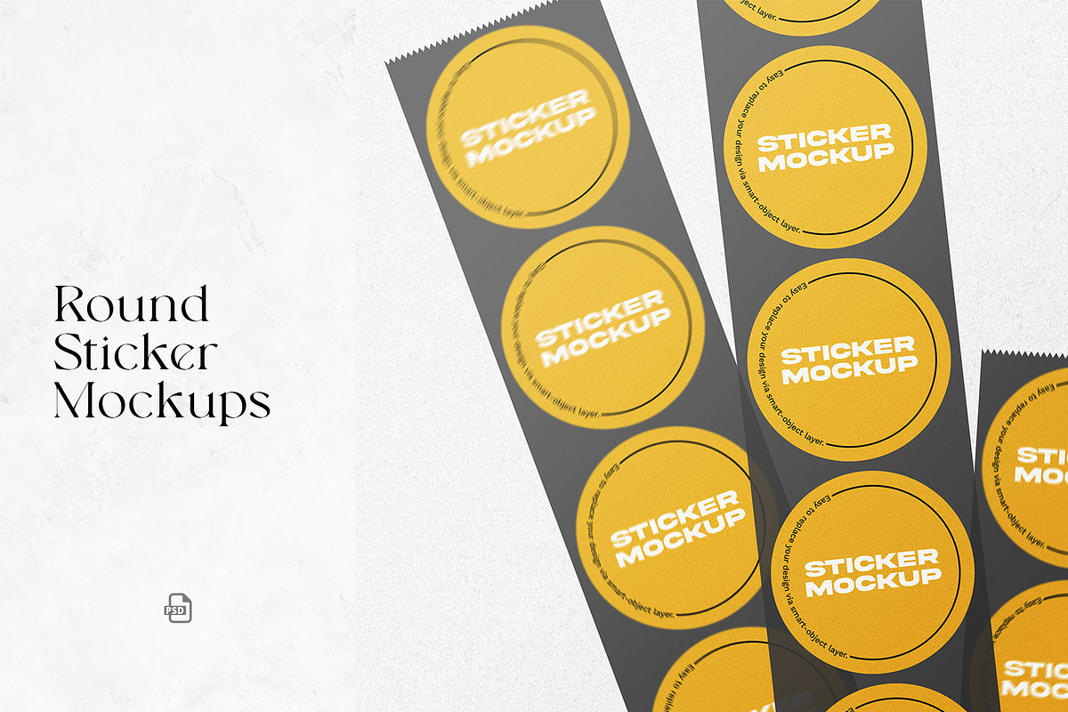 Round Sticker Mockups, a Packaging Mockup by MahmoudWally (Photo 1 of 7)