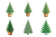 Watercolor Christmas Tree clipart, a Seasonal Illustration by fashionaddict (Thumbnail 4 of 7)