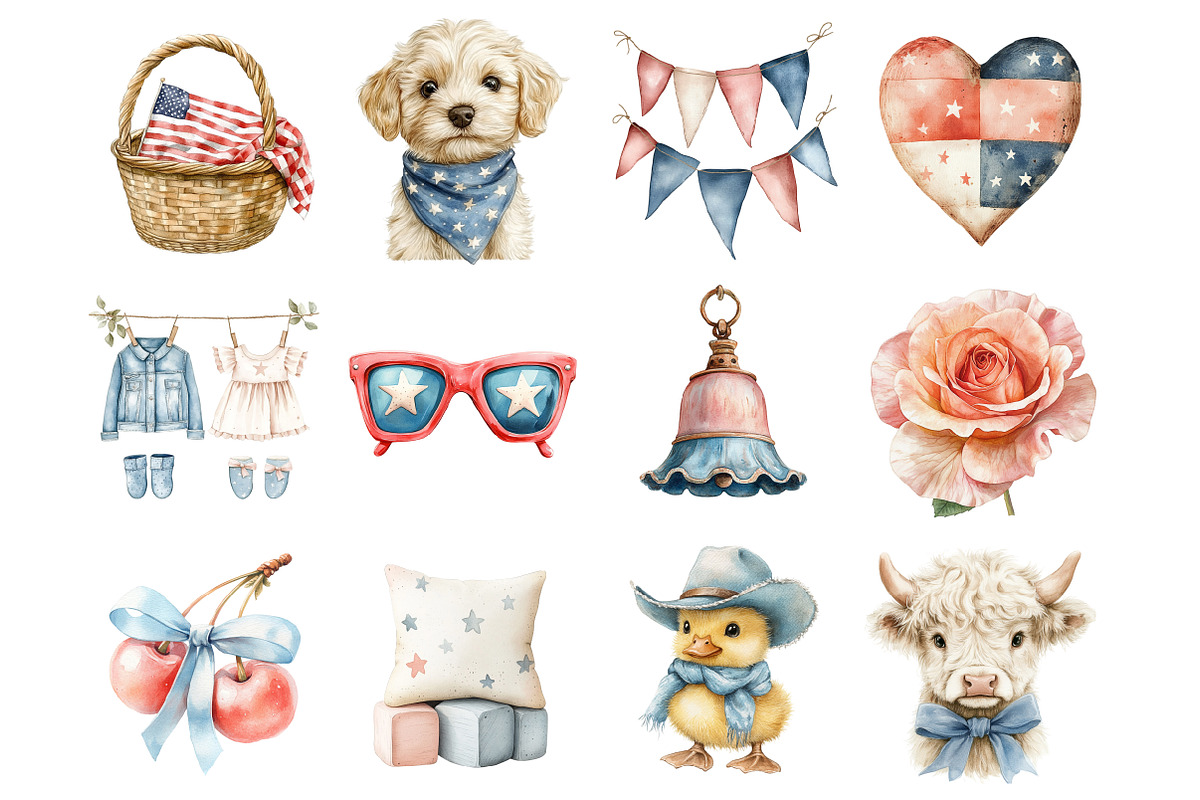4th of July nursery watercolor Clipa, a Seasonal Illustration by Design Market (Photo 8 of 9)