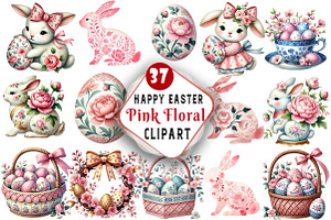 Easter PNG Pink Floral Chinoiserie, an Illustration by Watercolor design