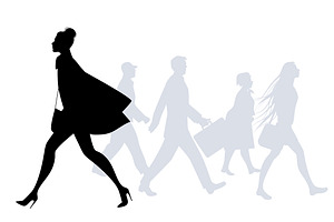 Silhouettes Of People Walking I